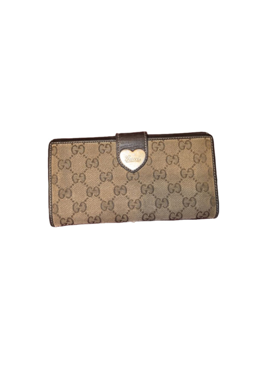 Gucci Handbags - Women's Gucci GG Canvas Heart Snap Wallet in Brown and Beige, One Size